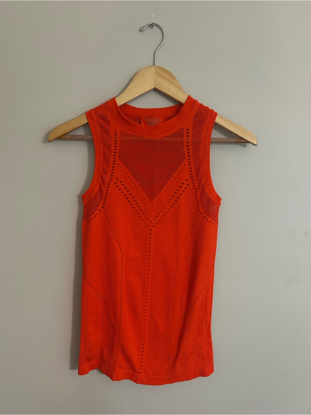 Athleta Orange Sleeveless Knit Tank with Eyelet Detail